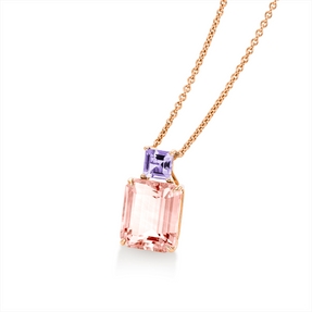 Anhänger aus 750 Gold Rotgold 2 Amethyste 6,3ct pink 17,6x10mm