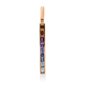 Anhänger aus 750 Gold Rotgold 8 Saphire 0,7ct mehrfarbig 33x2,7mm mit Öse