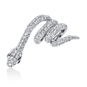 Anhänger Schlange 750 Weißgold 2 Tsavorithe 0,01ct grün mit Brillanten 16x20,9mm