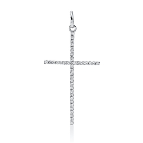 Anhänger Kreuz aus 750 Gold Weißgold 40 Brillanten 0,12ct TW-SI 30x15mm