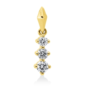 Anhänger aus 585 Gold Gelbgold 3 Brillanten 0,17ct W-PI 14,5x3,6mm mit Öse