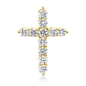 Anhänger Kreuz aus 750 Gelbgold 11 Brillanten 0,97ct TTLB-SI 21,7x16,1mm