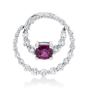 Anhänger aus 750 Weißgold Rubin 0,65ct rot 30 Brillanten 0,56ct TW-SI 17,5x17,3mm Anhänger aus 750 Weißgold Rubin 0,65ct rot 30 Brillanten 0,56ct TW-SI 17,5x17,3mm