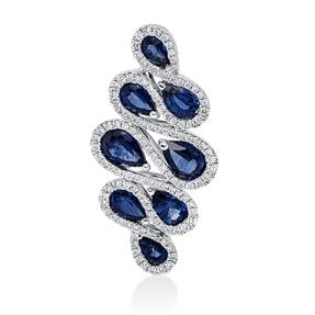 Anhänger 750 Weißgold 8 Saphire 4,04ct blau 121 Brillanten 0,53ct TW-SI 34,7x17mm