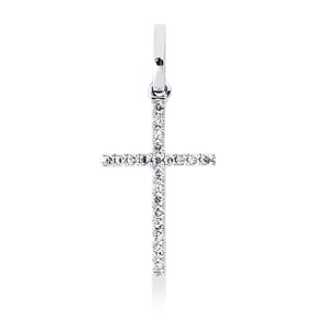 Anhänger Kreuz aus 750 Gold Weißgold 21 Diamanten 0,05ct TW-SI 21x9,7mm mit Öse
