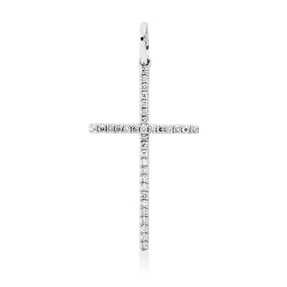 Anhänger Kreuz aus 750 Weißgold 34 Diamanten 0,08ct TW-PI 25,6x12,2mm mit Öse
