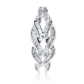 Anhänger aus 750 Weißgold 114 Diamanten Trapez-Schliff 1ct F-PI 33x12,6mm