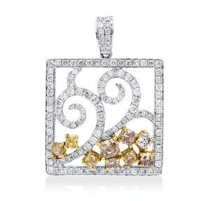 Anhänger aus 750 Gold gelb/weiß 131 Diamanten 2,84ct 33x24,8mm mit Öse