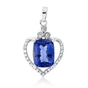 Anhänger 750 Weißgold Tansanit 2,62ct blau 24 Brillanten 0,15ct F-SI 21,6x13mm