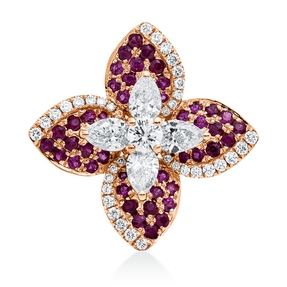 Anhänger aus 750 Rotgold 44 Rubine 0,44ct rot 41 Diamanten 0,8ct F-VSI 19,7x19,8mm Anhänger aus 750 Rotgold 44 Rubine 0,44ct rot 41 Diamanten 0,8ct F-VSI 19,7x19,8mm