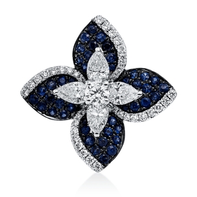 Anhänger aus 750 Weißgold 44 Saphire 0,45ct blau 41 Diamanten 0,81ct 19,5x19,7mm
