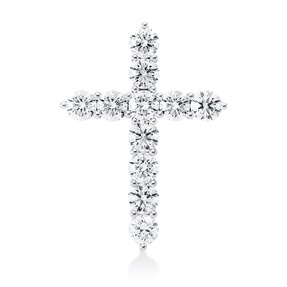 Anhänger Kreuz aus 750 Gold Weißgold 11 Brillanten 2,98ct TW-SI 30x22mm