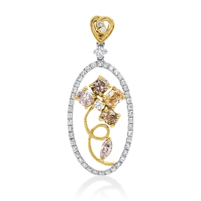 Anhänger aus 750 Gold gelb/weiß/rot 51 Diamanten 1,21ct 33x13,7mm