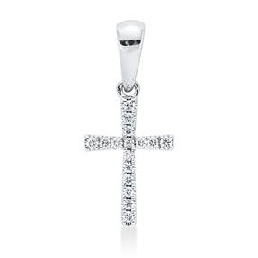 Anhänger Kreuz aus 750 Weißgold 16 Brillanten 0,06ct W-SI 16,5x7,2mm mit Öse Anhänger Kreuz aus 750 Weißgold 16 Brillanten 0,06ct W-SI 16,5x7,2mm mit Öse