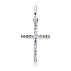 Anhänger Kreuz aus 750 Weißgold 20 Brillanten 0,07ct W-SI 16,5x8,9mm mit Öse