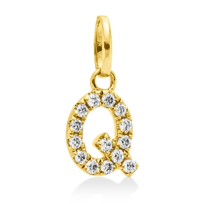 Anhänger Buchstabe Q aus 750 Gelbgold 14 Brillanten 0,06ct W-SI 10,1x5mm mit Öse