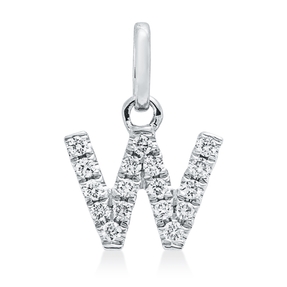 Anhänger Buchstabe W aus 750 Weißgold 17 Brillanten 0,07ct W-SI 10,2x7,2mm