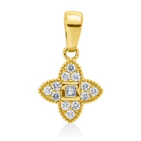 Anhänger aus 750 Gold Gelbgold 13 Diamanten 0,11ct 14,4x8,5mm mit Öse