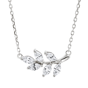Collier aus 750 Weißgold 6 Diamanten Navette-Schliff 0,31ct TW-VSI L:45,7cm
