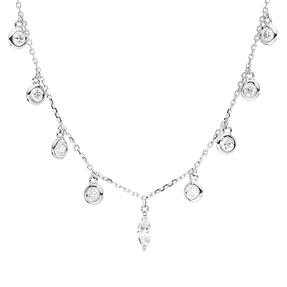 Collier aus 750 Gold Weißgold 11 Diamanten 0,71ct L:43,2cm