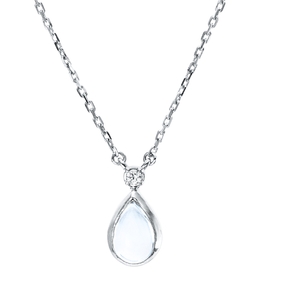 Collier Tropfen aus 750 Weißgold Topas 0,4ct skyblue Brillant 0,01ct TW-SI L:45cm