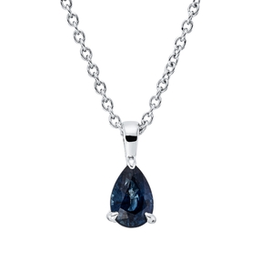 Collier aus 750 Gold Weißgold Saphir 0,53ct blau L:45cm