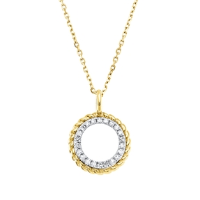 Collier aus 585 Gold gelb/weiß 22 Diamanten 0,06ct TW-SI L:45cm