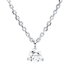 Solitaire Collier aus 750 Gold Weißgold Brillant 0,5ct TW-SI L:42cm 3er-Krappe