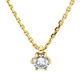 Solitaire Collier aus 750 Gold Gelbgold Brillant 0,25ct TW-SI L:45cm 6er-Krappe