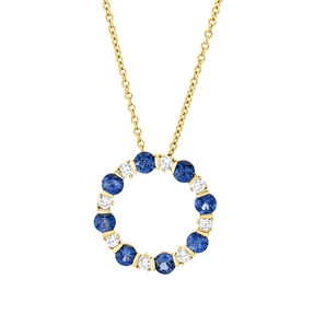 Collier aus 750 Gelbgold 8 Saphire 1,18ct blau 8 Brillanten 0,27ct F-VSI L:45,7cm