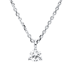 Solitaire Collier aus 750 Gold Weißgold Brillant 0,31ct F-SI L:45cm 3er-Krappe