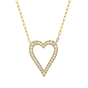 Collier Herz aus 750 Gold Gelbgold 32 Brillanten 0,46ct TW-SI L:45,7cm