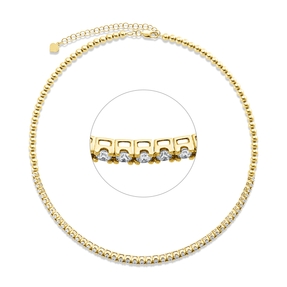 Collier aus 750 Gold Gelbgold 47 Brillanten 2,11ct TW-SI L:39,5cm