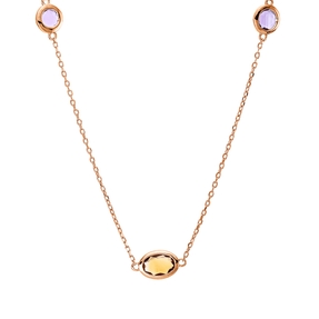 Collier aus 750 Gold Rotgold 5 Amethyste 1,15ct lila L:45cm