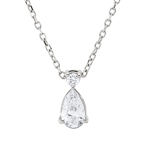 Collier aus 750 Gold Weißgold 2 Diamanten 0,34ct TW-SI L:45cm