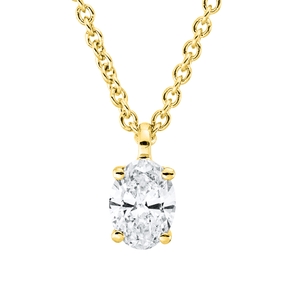 Solitaire Collier aus 750 Gelbgold Diamant Oval-Schliff 0,2ct TW-SI L:45cm