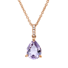 Collier aus 750 Gold Rotgold Amethyst 1,5ct pink 5 Diamanten 0,02ct TW-SI