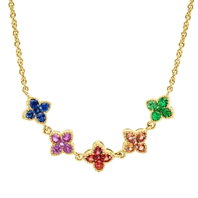 Collier aus 750 Gold Gelbgold 25 Saphire 0,76ct mehrfarbig L:45cm