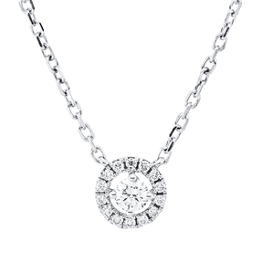 Collier aus 750 Gold Weißgold 15 Diamanten 0,19ct L:45cm