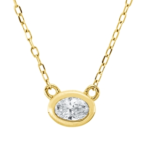 Solitaire Collier aus 750 Gelbgold Diamant Oval-Schliff 0,17ct TW-SI L:45,7cm Zarge