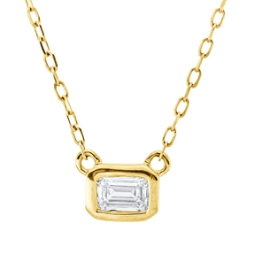 Collier aus 750 Gelbgold Diamant Smaragd-Schliff 0,17ct TW-SI L:45,7cm Zarge