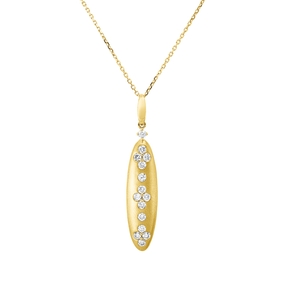 Collier aus 750 Gold Gelbgold 15 Brillanten 0,52ct TW-SI L:45,7cm mattiert