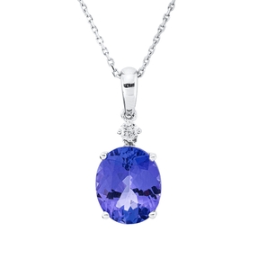 Collier aus 750 Weißgold Tansanit 4,91ct blau 5 Brillanten 0,2ct TW-SI L:45,7cm