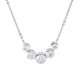 Collier aus 750 Gold Weißgold 5 Brillanten 0,56ct TW-SI L:45,5cm Zarge
