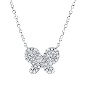 Collier Schmetterling aus 750 Weißgold 56 Brillanten 0,14ct TW-SI L:45,7cm