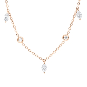 Collier aus 750 Gold Rotgold 11 Diamanten 1,19ct L:40,6cm