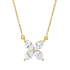 Collier aus 750 Gelbgold 4 Diamanten Navette-Schliff 0,5ct TW-VSI/SI L:45cm