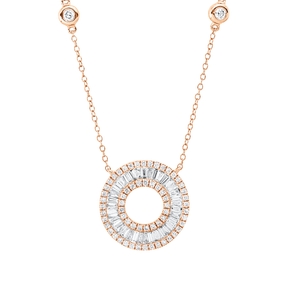 Collier Kreis aus 750 Gold Rotgold 100 Diamanten 0,86ct L:42cm
