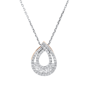 Collier aus 585 Gold weiß/rot 57 Diamanten 0,63ct F-SI L:45,7cm