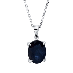 Collier aus 750 Gold Weißgold Saphir 2,47ct blau L:45,7cm 4er-Krappe